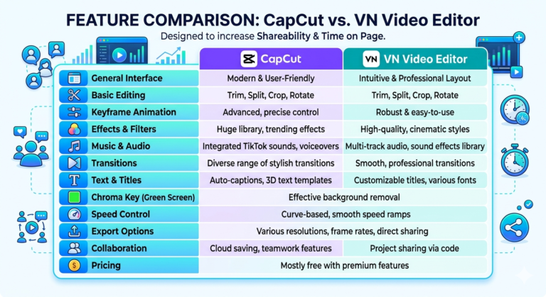 “CapCut vs VN interface comparison screenshot”