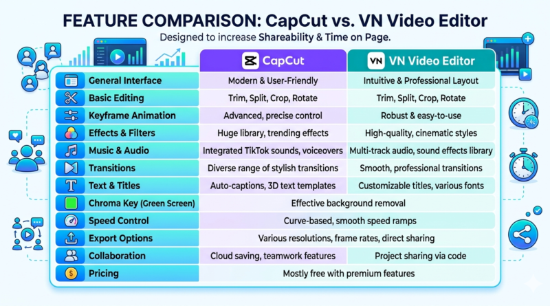 “CapCut vs VN interface comparison screenshot”