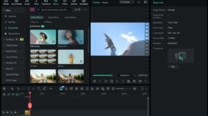 Filmora video editor interface showing effects on low-end PC
